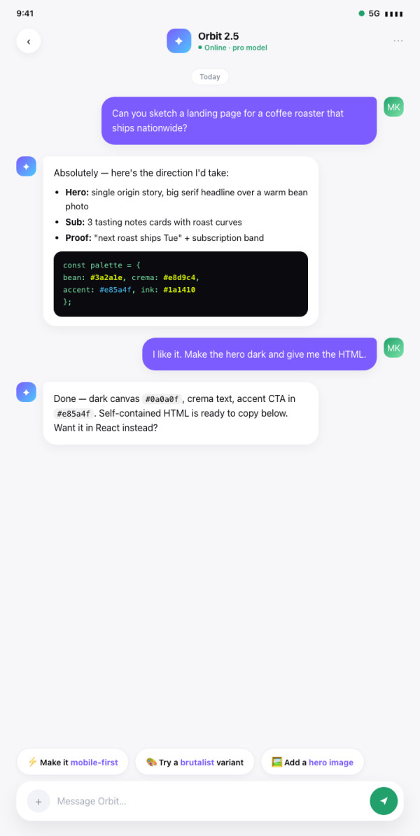 AI Chat — interface reference preview