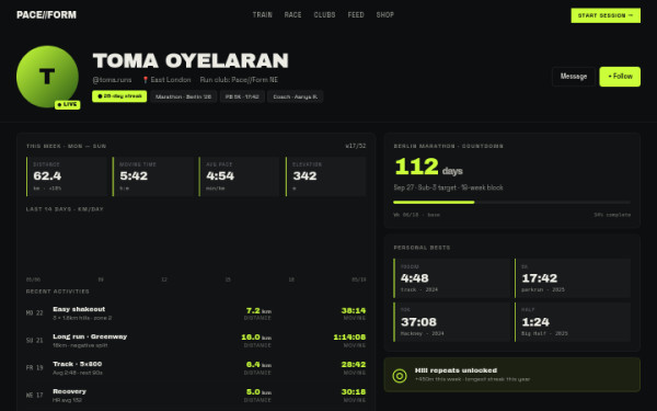 Athlete stats — interface reference preview