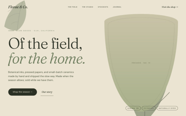 Botanical landing — interface reference preview