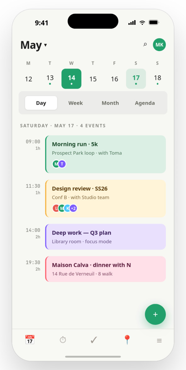 Calendar — interface reference preview
