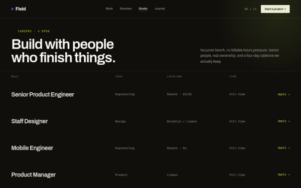 Careers (dark) — interface reference preview