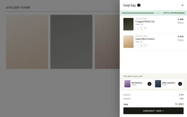 Cart · slide drawer — interface reference preview
