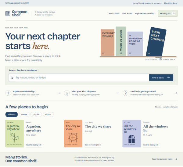 Common Shelf · A Library for Everyone — interface reference preview