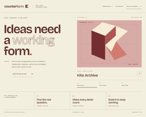 Counterform · Digital Craft Studio — interface reference preview