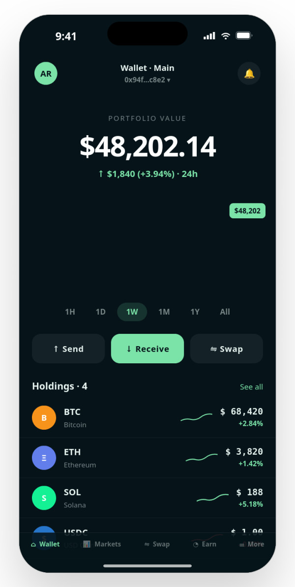 Crypto Wallet — interface reference preview