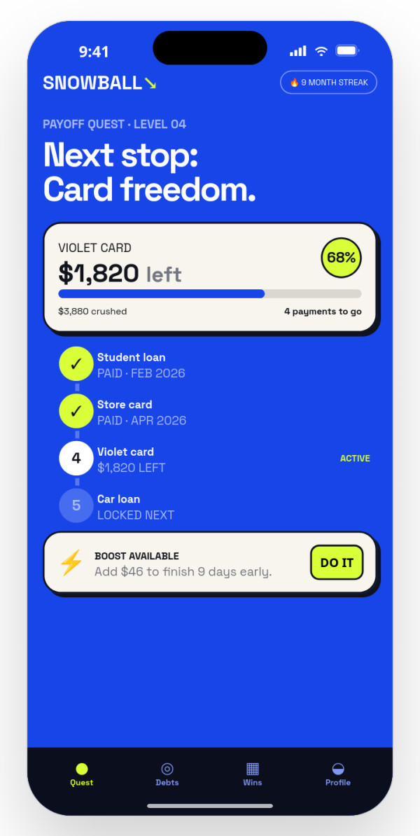 Debt payoff planner — interface reference preview