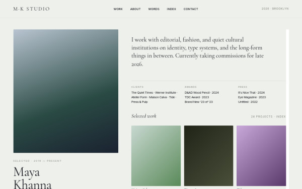 Designer portfolio — interface reference preview