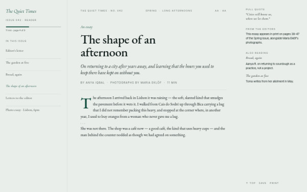Essay reader — interface reference preview