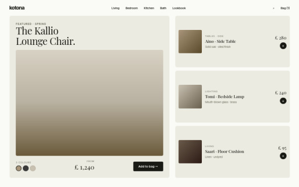Furniture catalog — interface reference preview