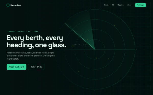 Harborline · Radar Sweep — interface reference preview