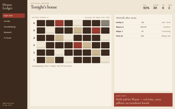 House Ledger · Night Desk — interface reference preview