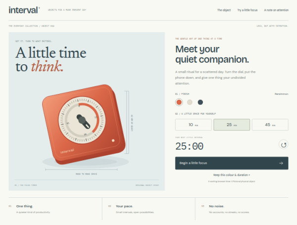 Interval · A Little Time to Think — interface reference preview