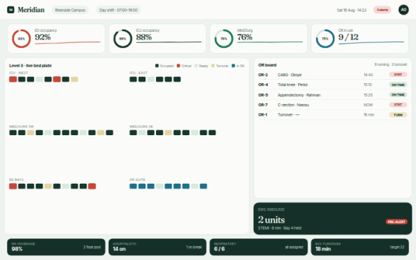 Meridian · Hospital Command — interface reference preview