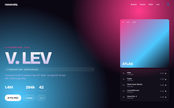 Music creator profile — interface reference preview