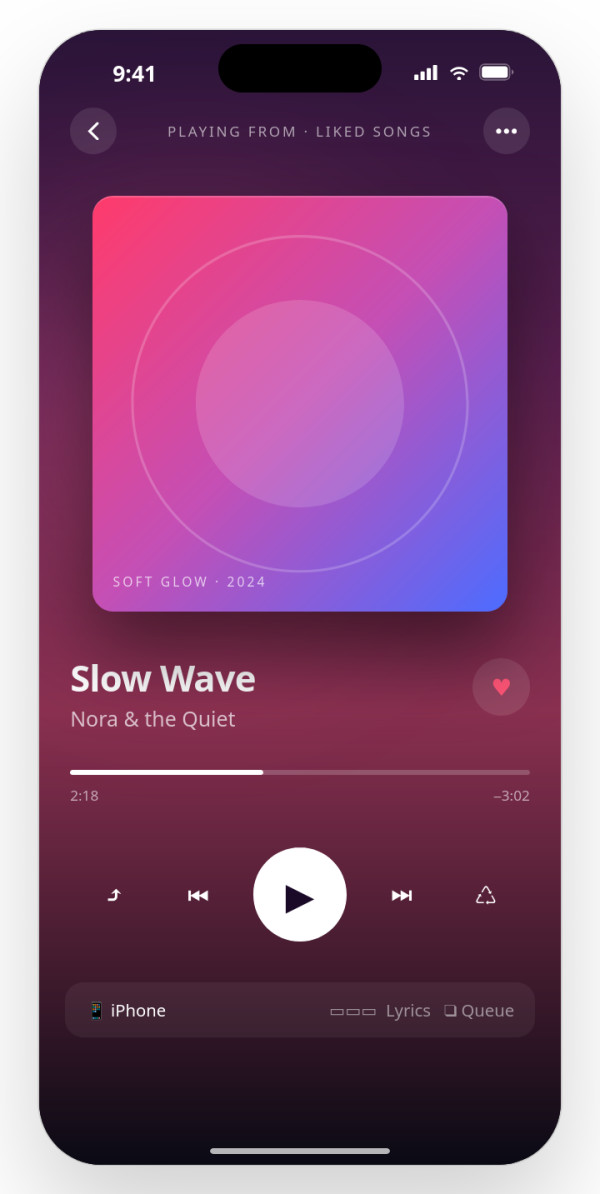 Music Player — interface reference preview