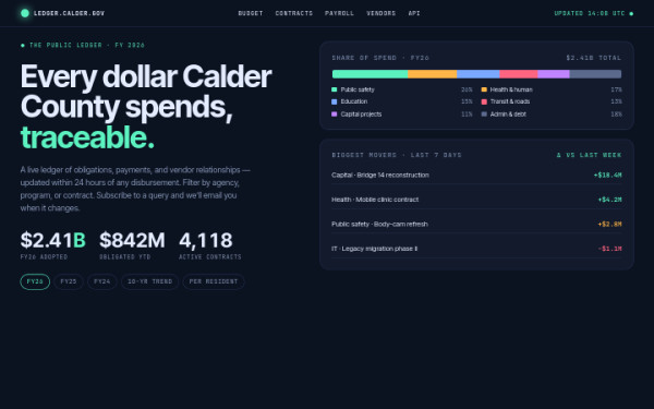 Public ledger (dark) — interface reference preview