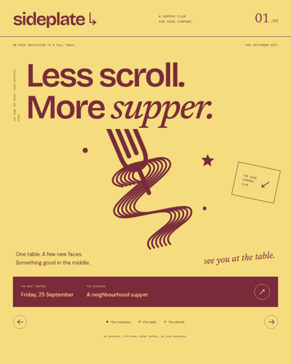 Sideplate · The Supper Club — interface reference preview