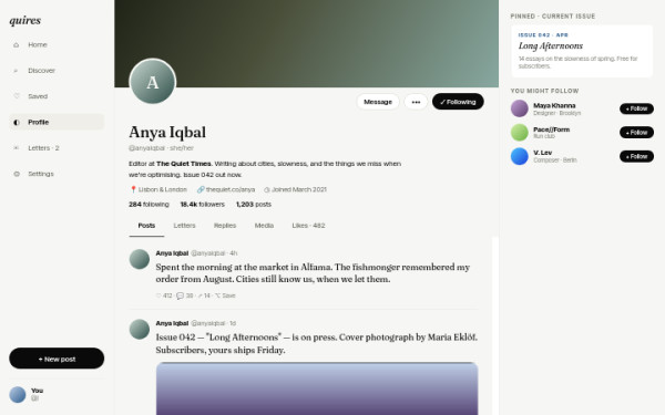 Social profile — interface reference preview
