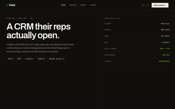 Spec sheet (dark) — interface reference preview