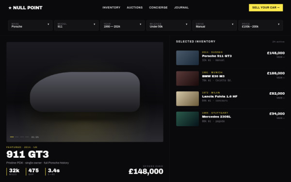 Vehicles (dark premium) — interface reference preview