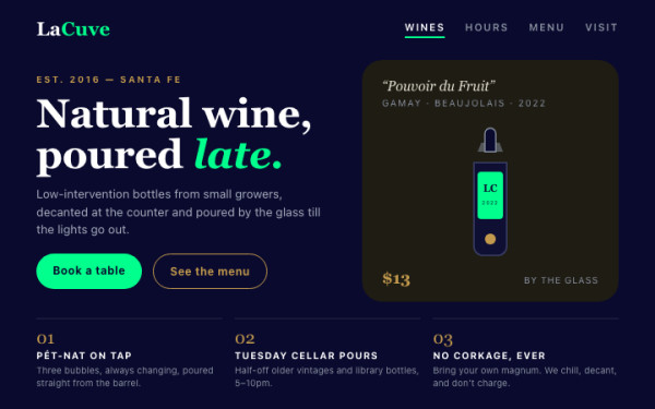 Wine bar — interface reference preview